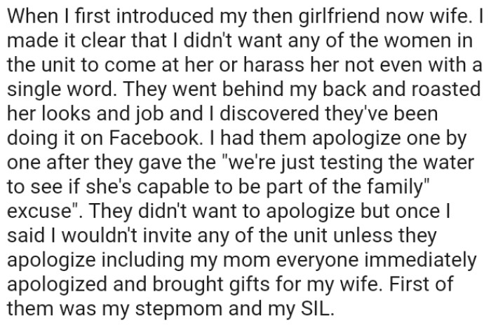 Once the OP said he wouldn't invite any of the unit unless they apologized, they did