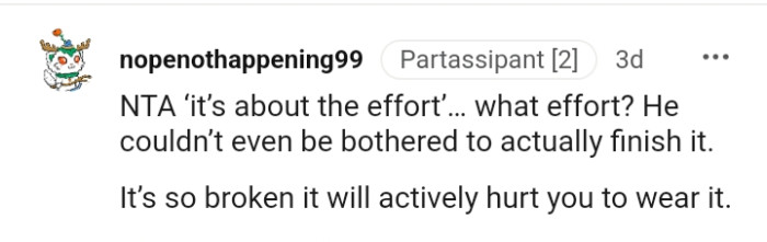 It's so broken it will actively hurt the OP to wear it