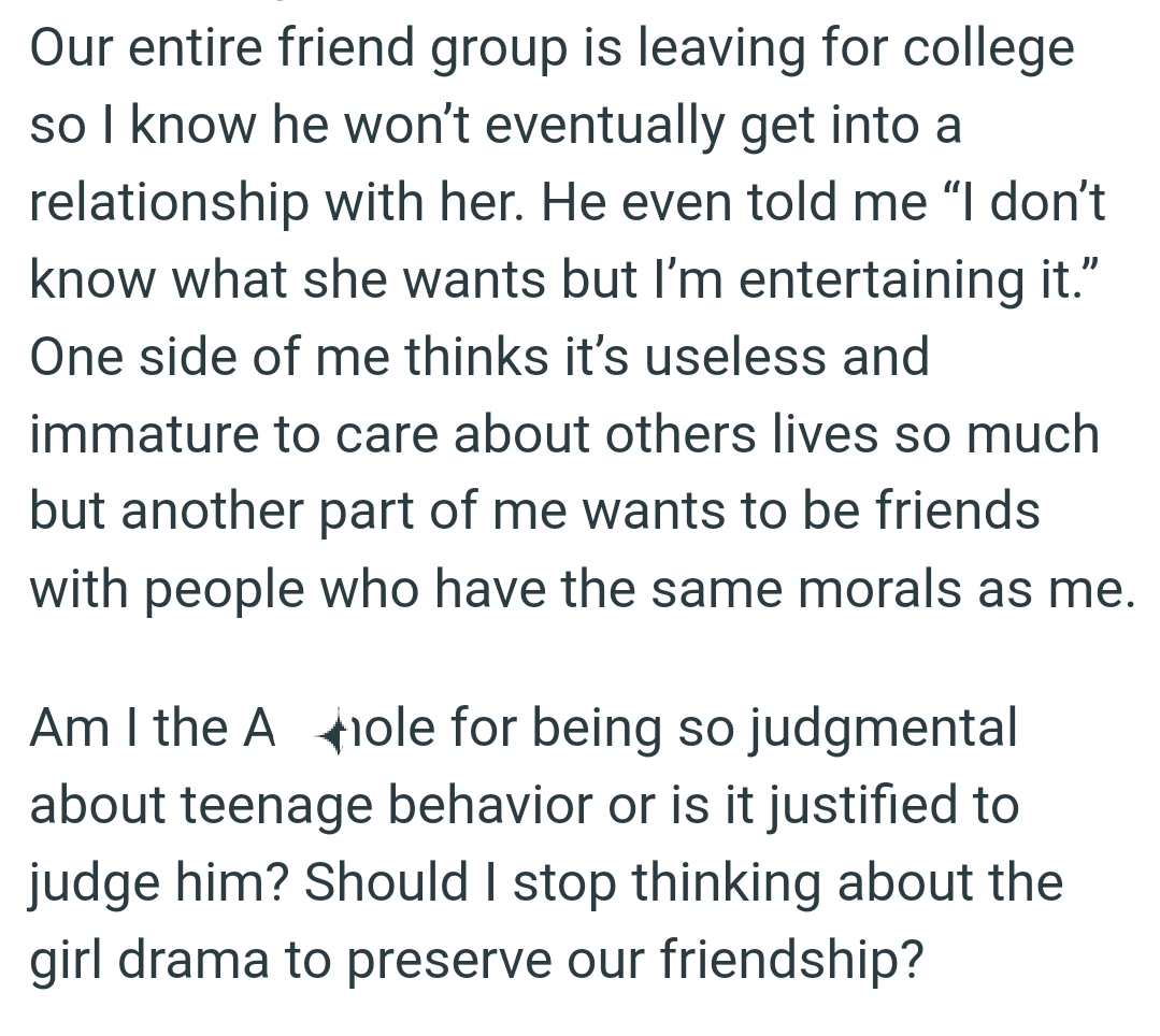 OP feels it’s useless and immature to care about the lives of others