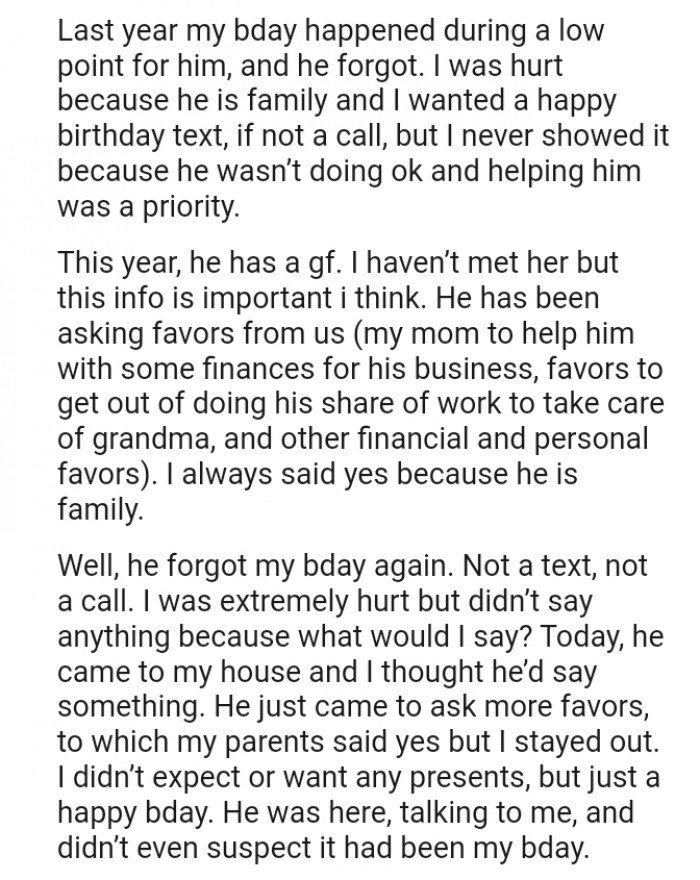 The OP hasn't met her, but she thinks this information is important for the story.