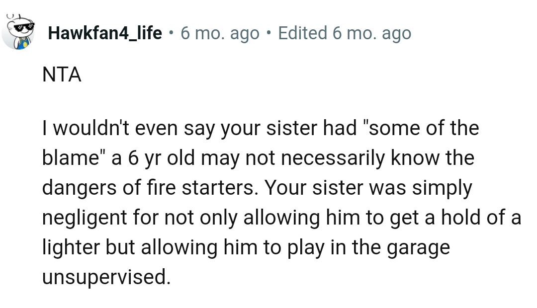 OP's sister was simply negligent