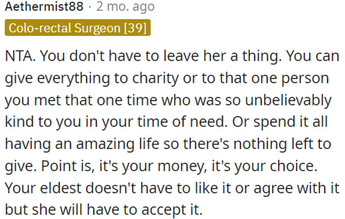 OP's older daughter may not like it, but she'll have to accept it.