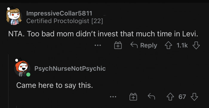 Levi's mother is the one who should have been investing more time in her son.