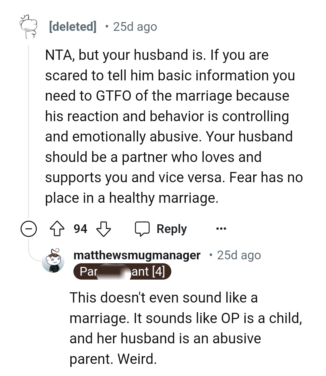 OP's husband should be a partner who loves and supports her