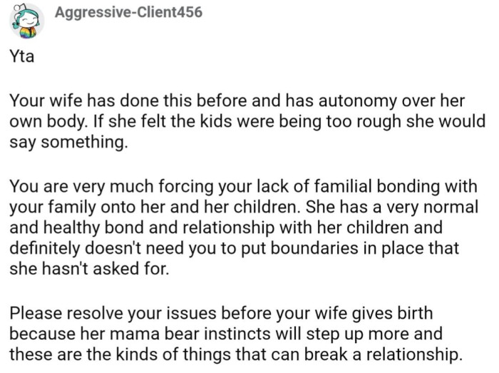 OP's wife doesn't need him making decisions about her body