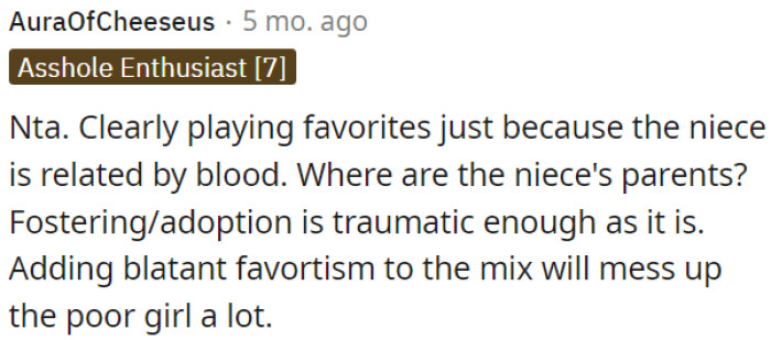 It's evident favoritism is happening due to blood relations.