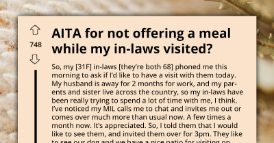 In-Laws Visit Woman to Keep Her Company, Then Accuse Her of Starving Them After She Refused to Take Them Out for Dinner
