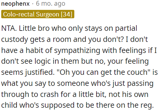 Understandably, OP feels this is unfair.