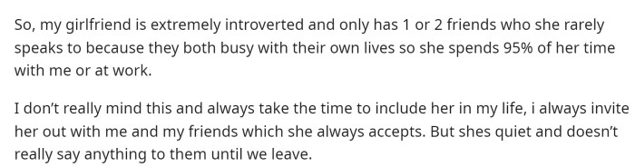 OP starts off by explaining a bit about his girlfriend and how their lives are set up together, which can give us an idea of the time they have.