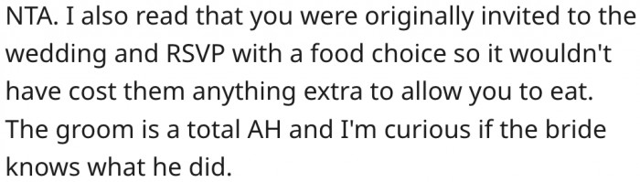 12. It wouldn't have cost his friend anything to feed him.
