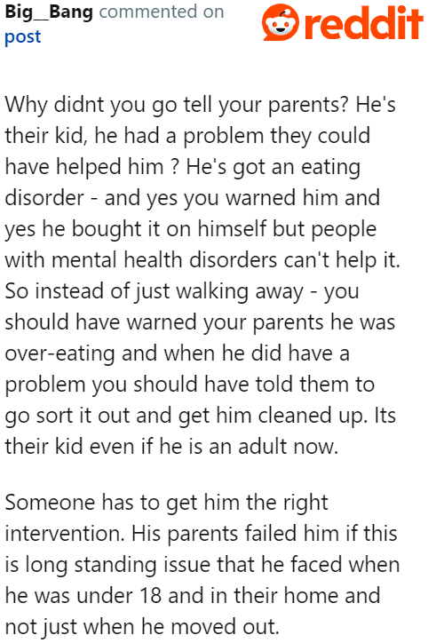 This guy needs help. The OP needs to talk about this with his parents.