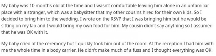 I wasn't comfortable leaving my 20-month-old baby behind