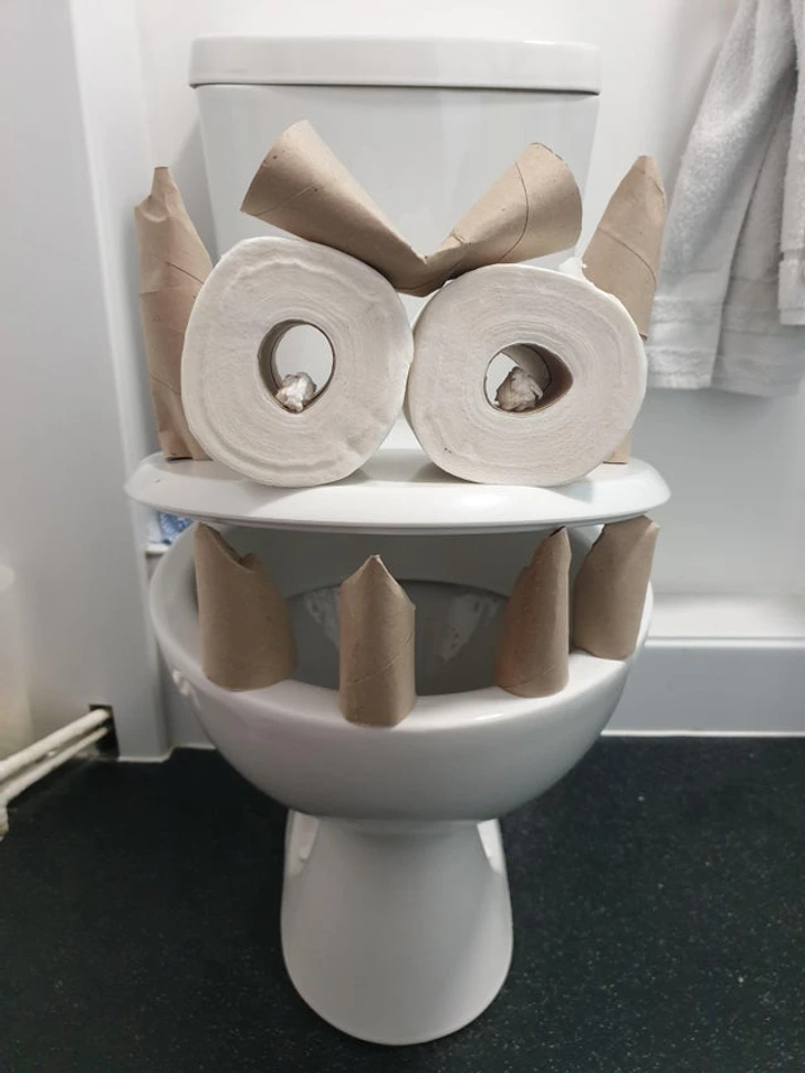 9. “Got bored, so I made a toilet monster.”