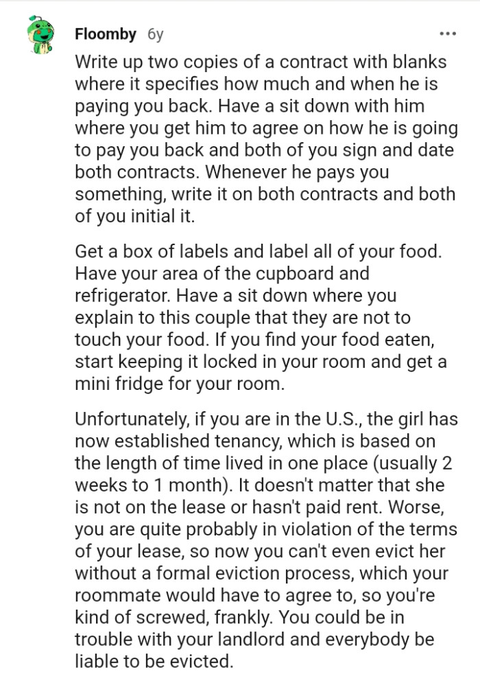 Getting a box of labels and labeling all his food.