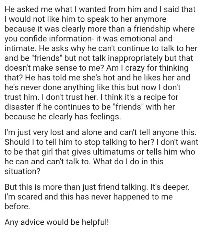 OP's partner has told her she's hot and he likes her and he's never done anything like this
