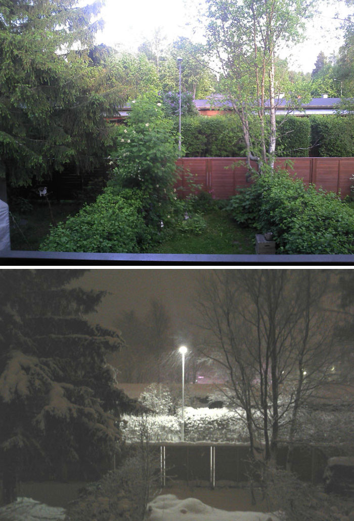 "Both Pictures Taken From My Balcony At 9:30 PM. First Picture Taken On June 6th, Second On January 10th"