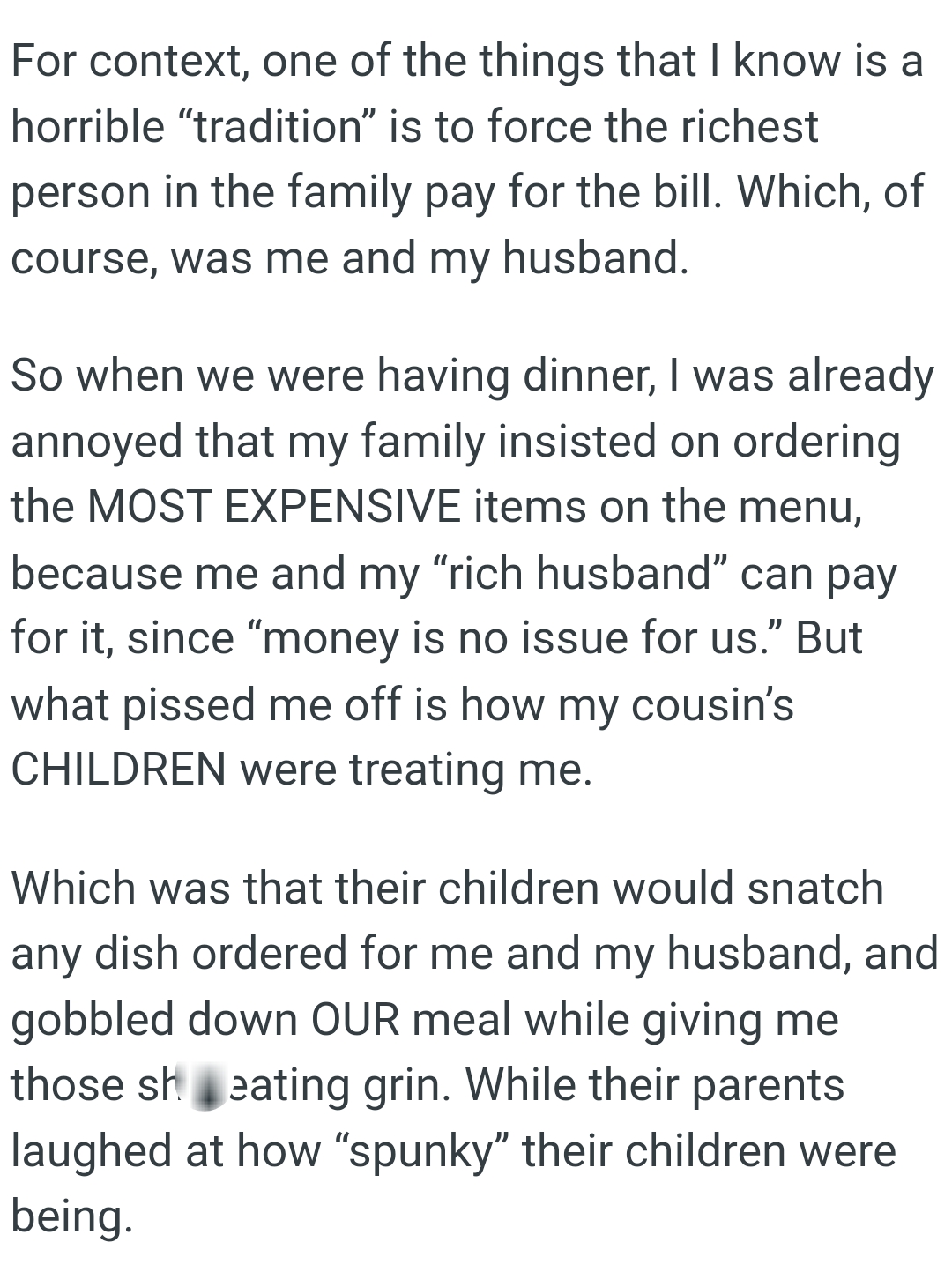OP's Family Insisted on Ordering the Most Expensive Items