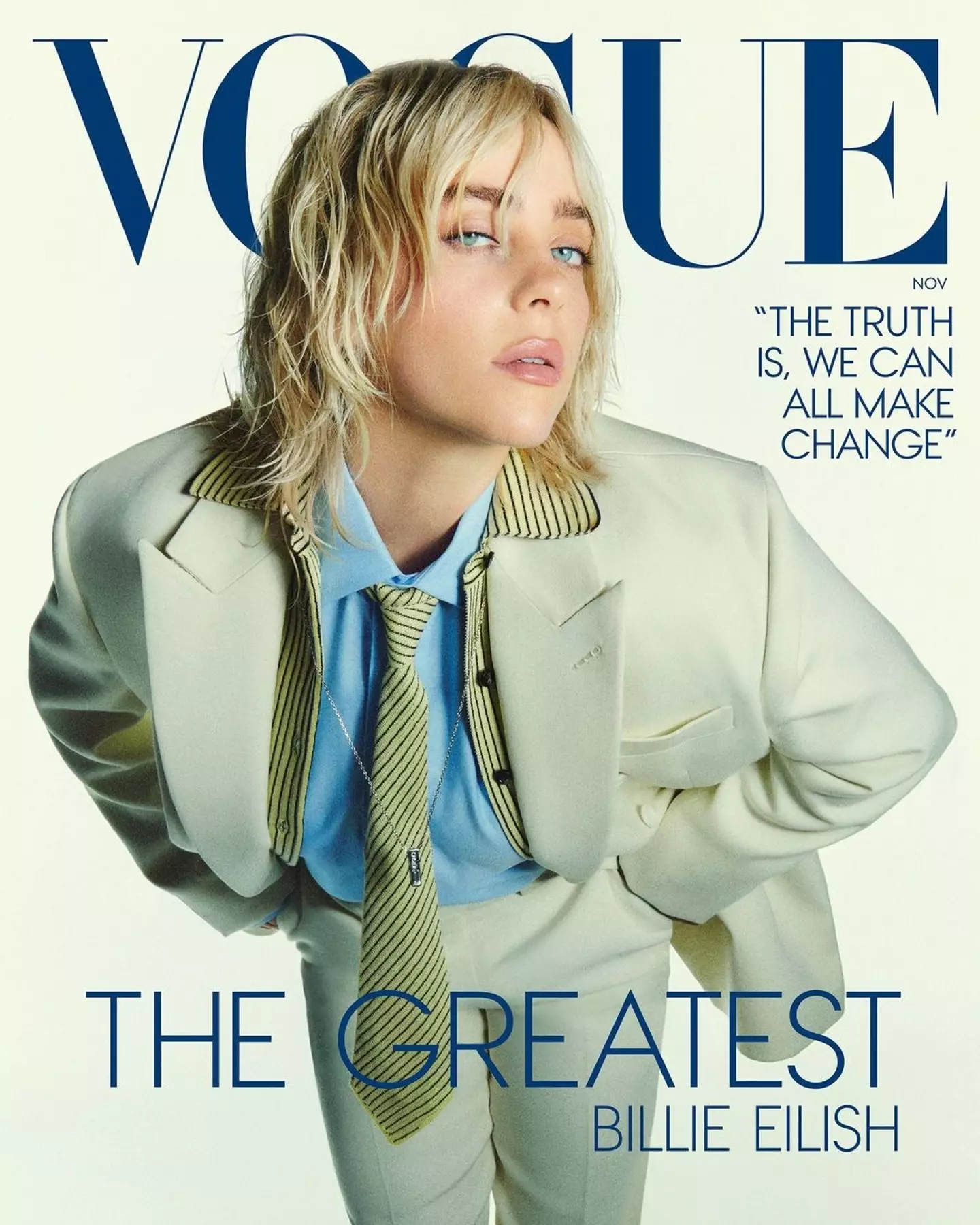 Billie Eilish is featured on the cover of Vogue's November issue.
