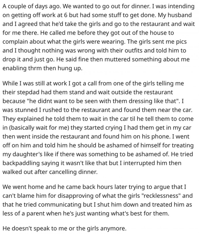 I thought nothing was wrong with their outfits