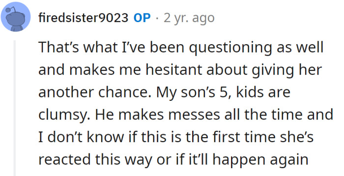 The OP explained their concerns