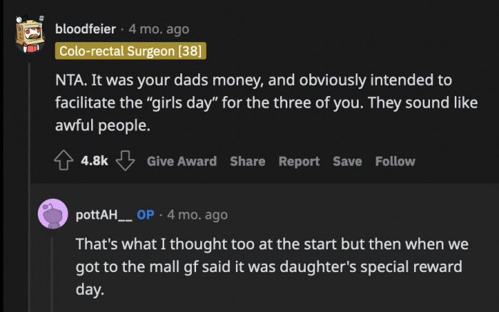 Even if it was just her day, OP should have at least been fed