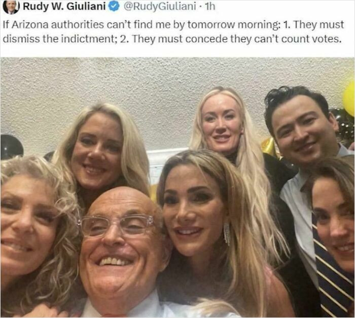Rudy Giuliani’s Tweet Bragging About Evading Service Of His Arizona Indictment. He Was Served 30 Minutes Later