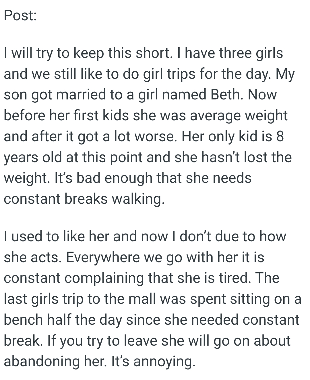 Her only child is 8 years old, and she hasn’t lost the weight