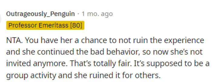 People are saying that OP is being fair to her and has already explained the issue, to which she clearly is not responding or doesn't care about.