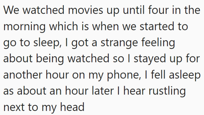 This is where the actual problem occurs, and she wakes up with the dad next to her.