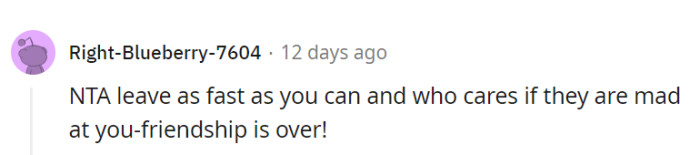 Their anger is a small price for escaping this chaotic sitcom.