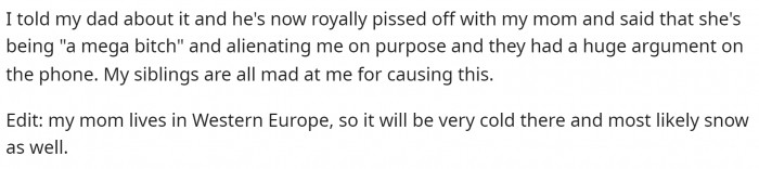 She also provides a bit of an edit at the end with information on where her mom lives.