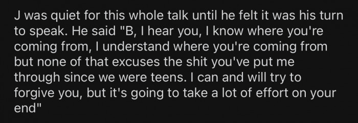 J eventually had the opportunity to talk and speak his mind.