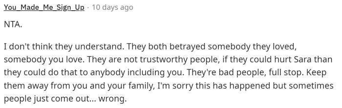 It's clear that they don't really understand, and they are just focused on themselves and their love.
