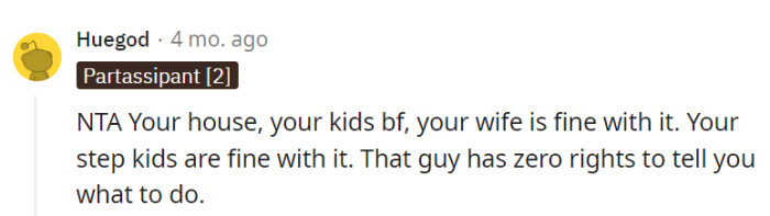 Respecting OP's household and parenting choices is crucial. The ex's opinions hold no sway here.