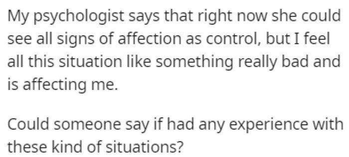 This hasn't been easy for OP to deal with, so he turned to Reddit for guidance