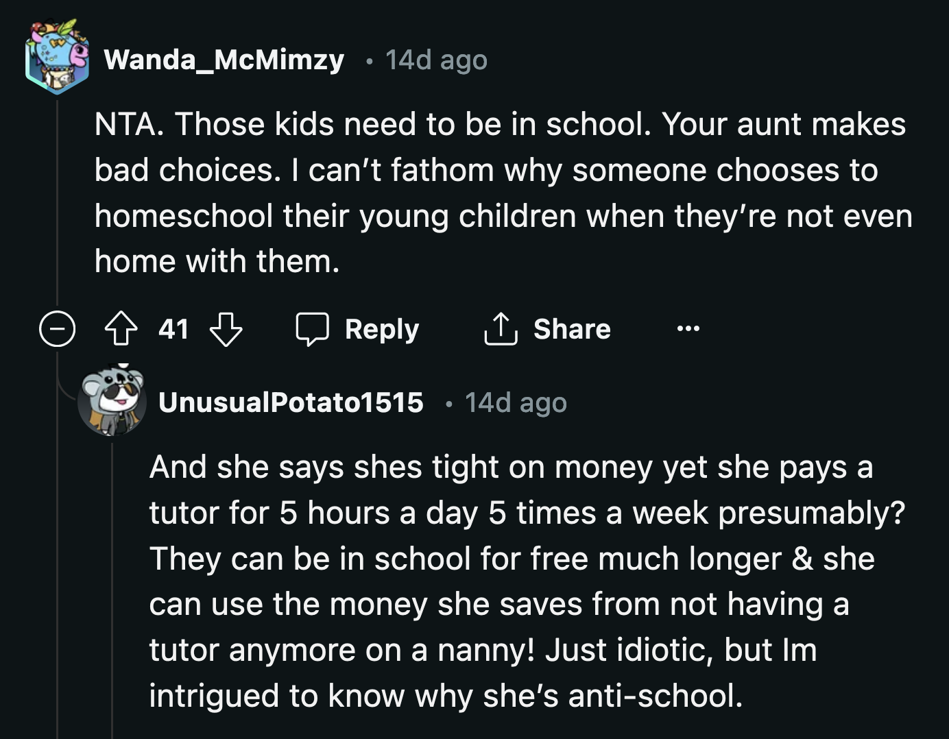 There are other solutions to solve her childcare needs that would take OP out of the equation.