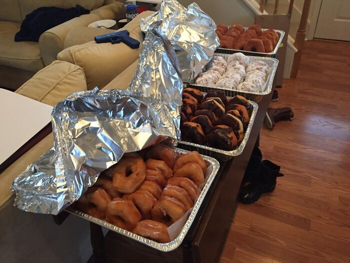 21. Wife graduates from the police academy, so her sister sends her a cop's favorite snack!