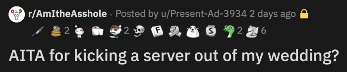 According to OP, on this 19-year-old female server, the shirt was too low cut and her pants were too form-fitting