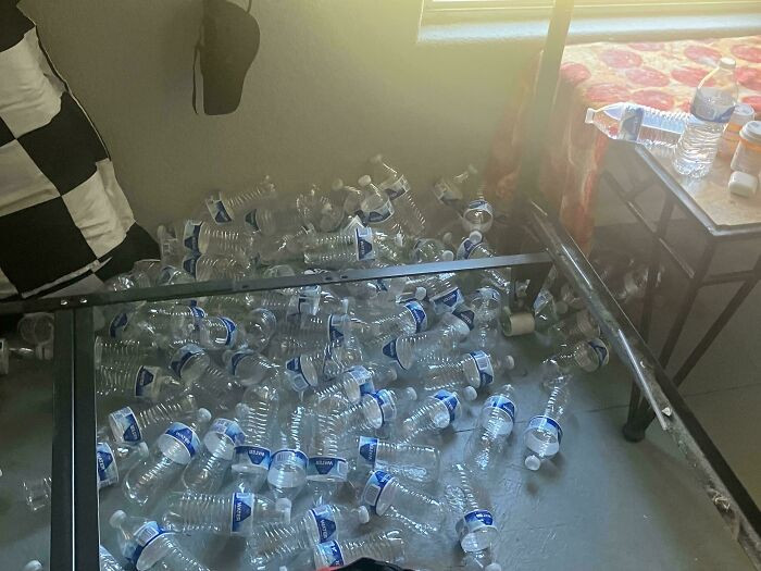 "My Boyfriend Throws His Empty Water Bottles Behind The Bed"