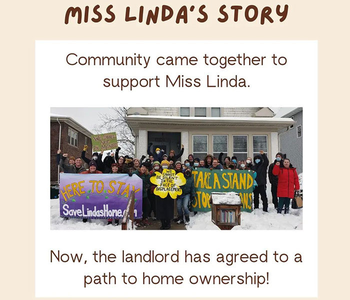 Everyone immediately wanted to take action, so they held meetings to figure out how to save Linda from being evicted. They have grown to love the old lady who always spent a lot of time tending her garden outdoors and approaching anyone who would come to check her Little Free Library.
