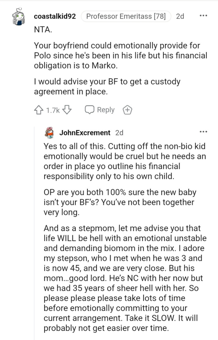 The BF should get a custody agreement in place