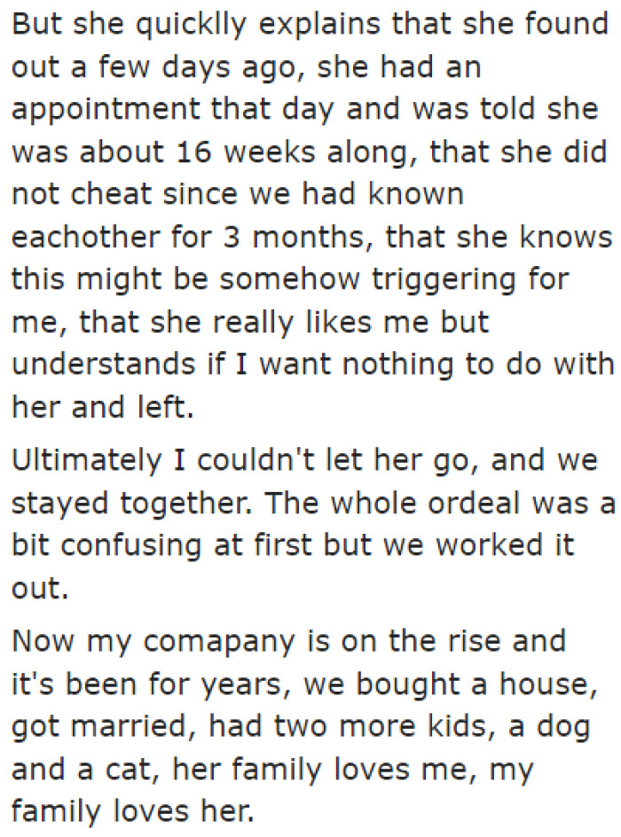 But the woman she's dating got pregnant too.