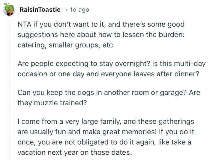“If you do it once, you are not obligated to do it again, like take a vacation next year on those dates.”