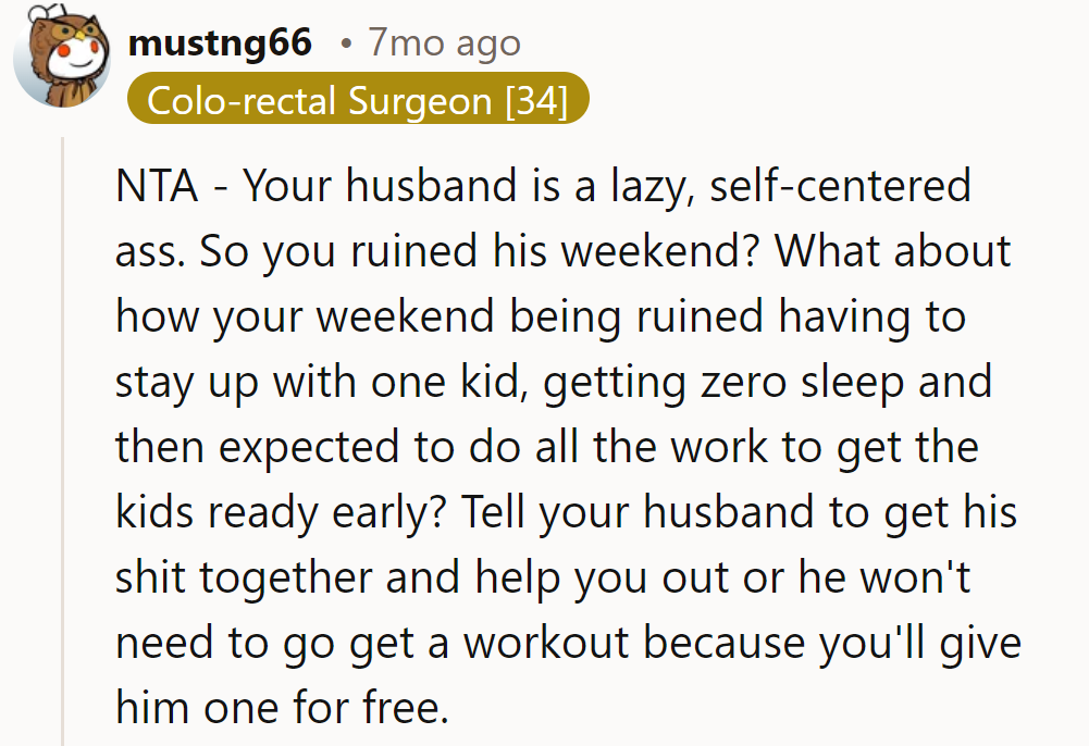 Lazy hubby? Time for him to shape up or get a free workout from her.