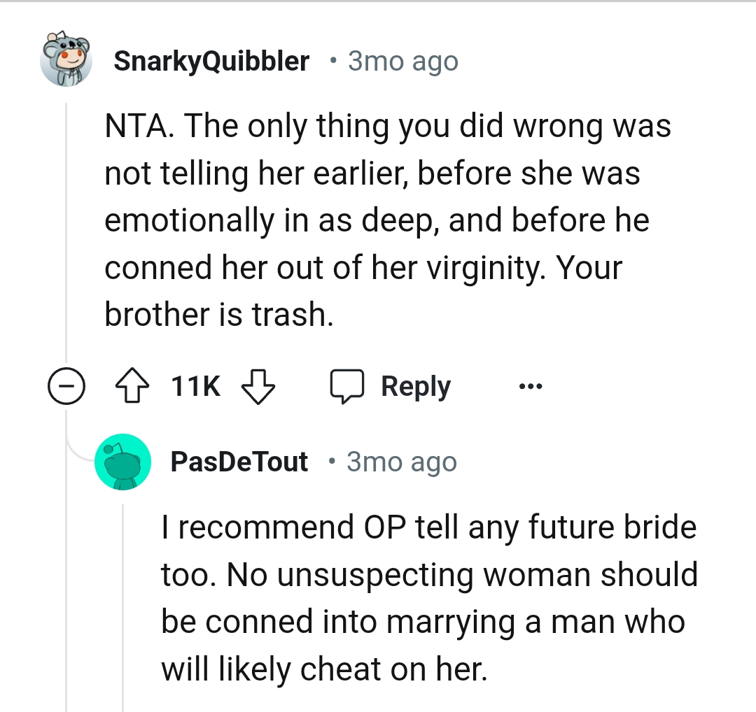 The OP should have spoken out earlier on