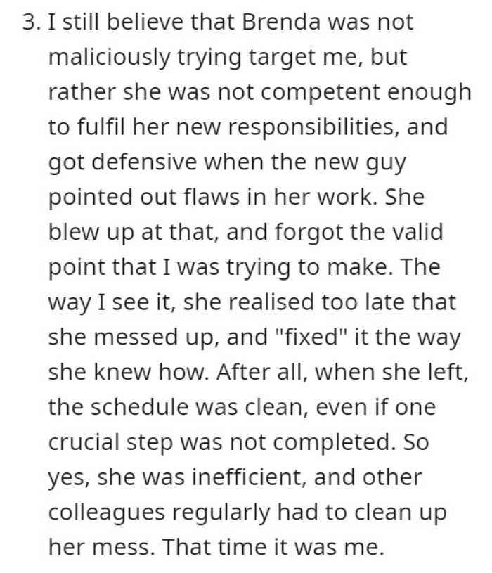 She realized too late that she had messed up