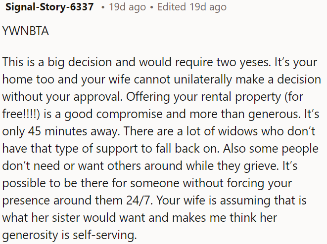 Offering his rental property for free is generous.