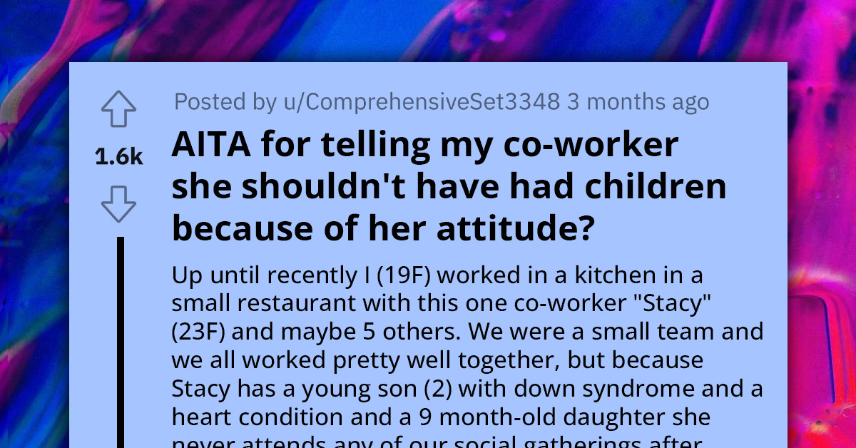 Redditor Tells Coworker She Shouldn't Have Kids With Her Beliefs, Now Asks Redditors If Her POV Is Wrong
