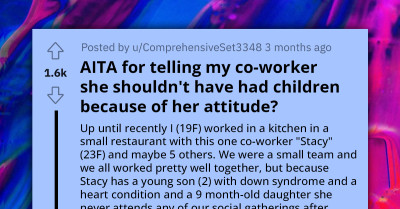 Redditor Tells Coworker She Shouldn't Have Kids With Her Beliefs, Now Asks Redditors If Her POV Is Wrong