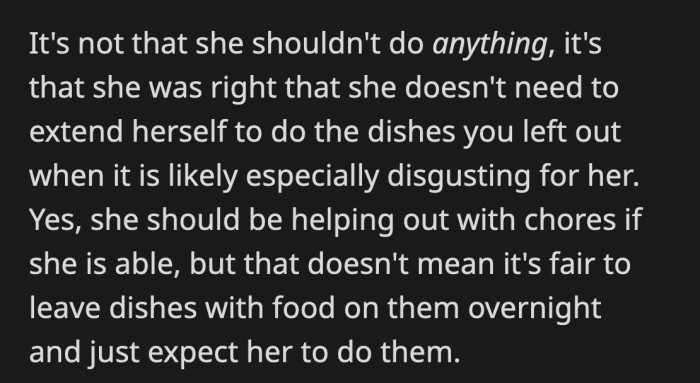 They pointed out that it was OP's dishes in the first place